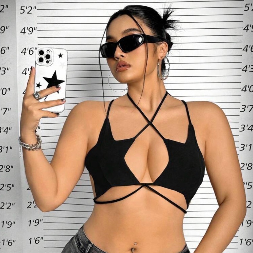 NWT SHEIN icon XS star bralette tie up 1211